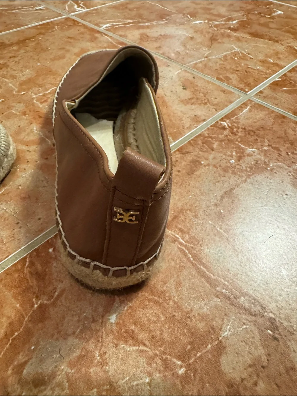 Sam Edelman Khloe Carmel Brown Soft Leather Espadrilles Slip On Size 6